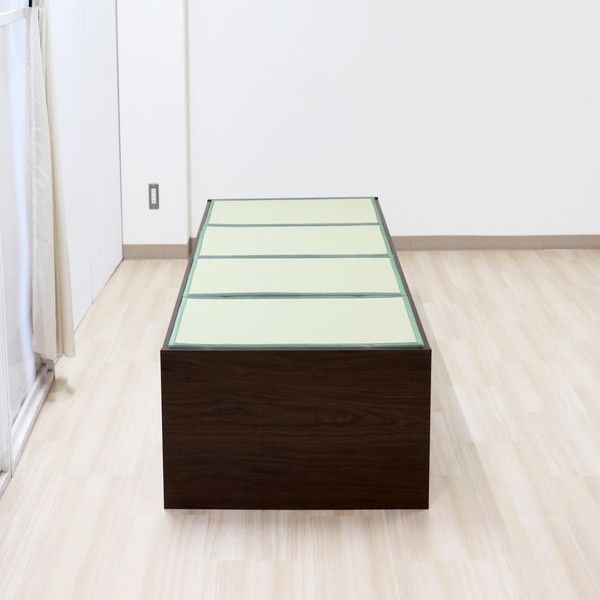 ベッド 寝具 約幅100cm ボックス・ハイ シングル ダークブラウン 日本製 通気性 薄型 畳付き ヘッドレス 畳ベッド桔梗 組立式代引NG