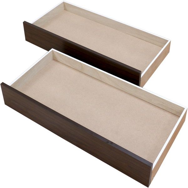薄型 畳付き ヘッドレス 畳ベッド桔梗 オープン・ロー 専用 引出し 2個set 約幅96cm シングル ダークブラウン 組立式 ベッドルーム 寝室代引NG