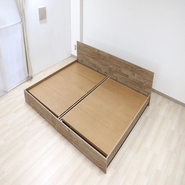 ベッド ワイドキング 190cm セミシングル＋シングル アッシュブラウン ポケットコイルマットレス付き bred-panel 組立式代引NG