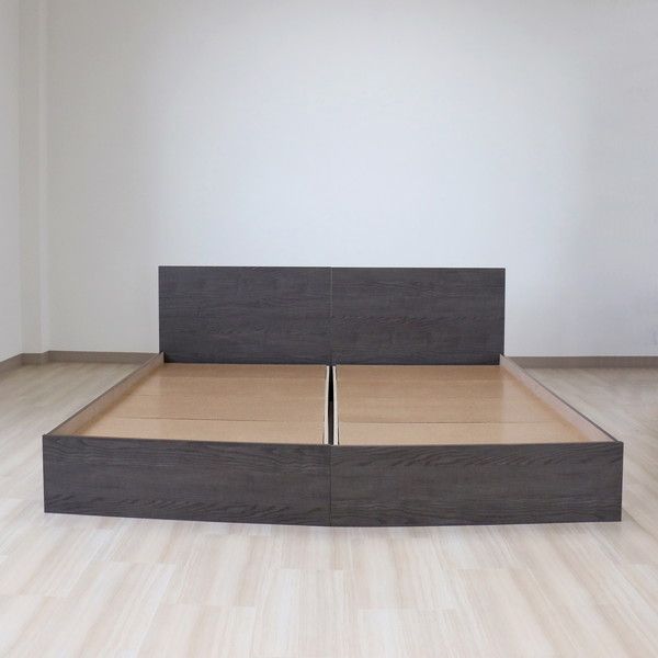 ベッド ワイドキング 260cm セミダブル＋ダブル アッシュブラウン ポケットコイルマットレス付き bred-panel 組立式代引NG