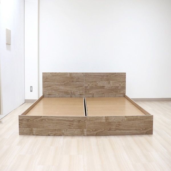 ベッド ワイドキング 240cm セミダブル＋セミダブル ヴィンテージナチュラル ポケットコイルマットレス付き bred-panel 組立式代引NG