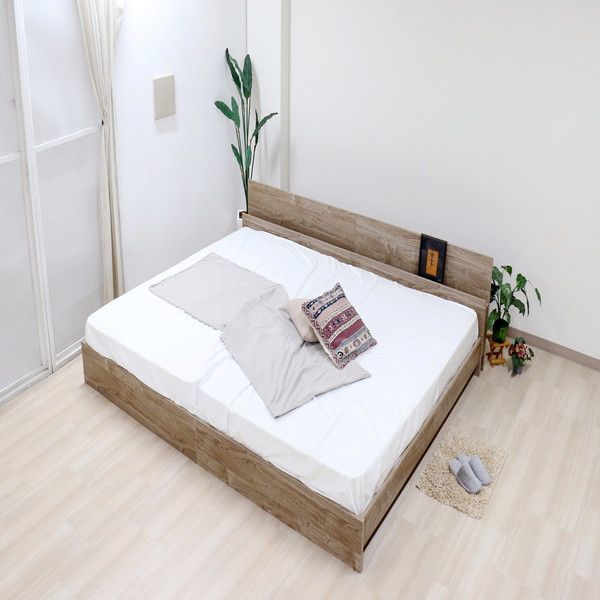 ベッド ワイドキング 230cm セミシングル＋ダブル アッシュブラウン ポケットコイルマットレス付 bred-cabinet 組立式代引NG