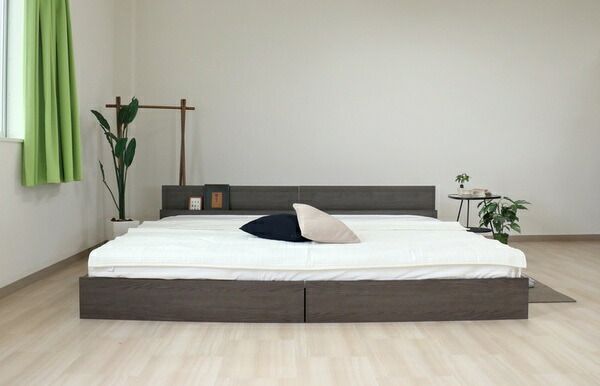 ベッド ワイドキング 260cm セミダブル＋ダブル アッシュブラウン ポケットコイルマットレス付 bred-cabinet 組立式代引NG