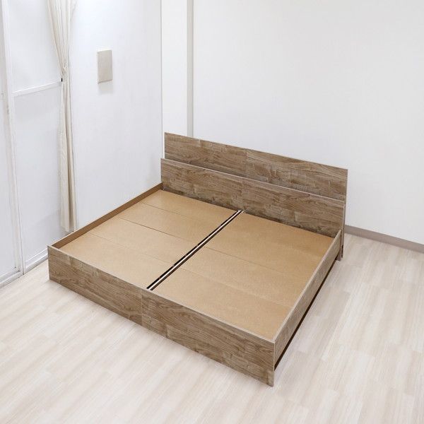 ベッド キング 約幅196cm ヴィンテージナチュラル ポケットコイルマットレス コンセント 宮付き bred-cabinet 組立式代引NG