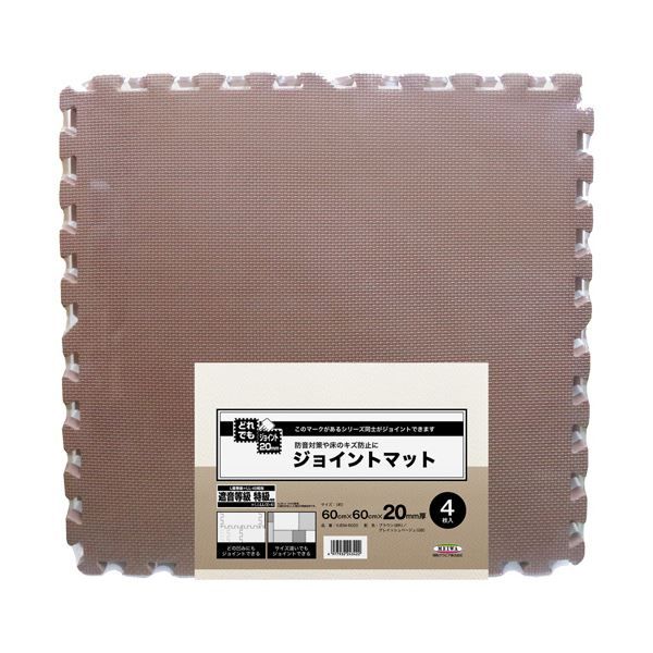 スーパSALE10倍＆4時間限定10％OFF 明和グラビア 極厚ジョイントマット600×600mm 20mm厚 ブラウン/グレイッシュベージュ VJEM-6020（BR/GB）1パック（4枚）