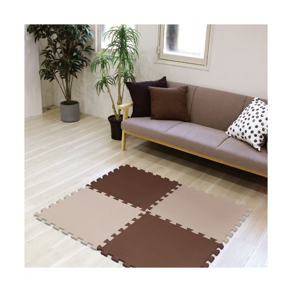 スーパSALE10倍＆4時間限定10％OFF 明和グラビア 極厚ジョイントマット600×600mm 20mm厚 ブラウン/グレイッシュベージュ VJEM-6020（BR/GB）1パック（4枚）