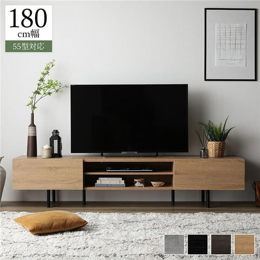スーパSALE10倍＆4時間限定10％OFF ワイド テレビボード テレビ台 幅 180 cm ナチュラル 脚付き オープン収納 フラップ扉 収納 棚 背面化粧 ローボード インテリア家具 TV台 TVボード リビングボード リビング家具 ディスプレイ台