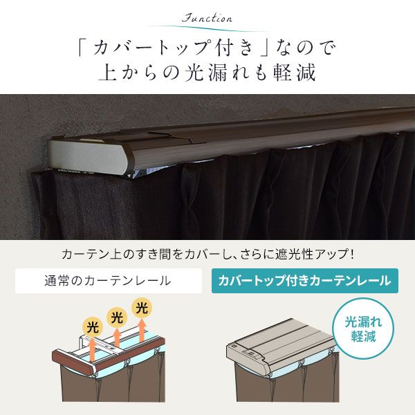 伸縮 カーテンレール 〔2m セット 木目ブラウン〕 カバートップ付き ダブル リターン仕様 リネアカバー 日本製 国産 遮光 木目調 光漏れ防止 節電 省エネ 持ち上げ式ブラケット 静音ランナー 代引NG
