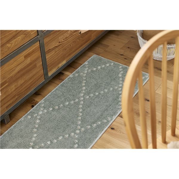 スーパSALE10倍＆4時間限定10％OFF スミノエ 洗える キッチンマット ポント 約幅45×長さ180cm ブルーグレー 日本製【代引NG】