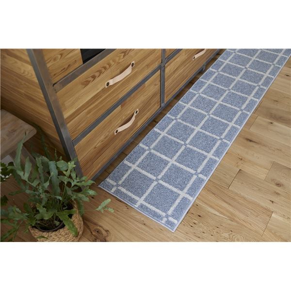 スーパSALE10倍＆4時間限定10％OFF スミノエ 洗える キッチンマット オセロ 約幅45×長さ240cm ブルー 日本製【代引NG】