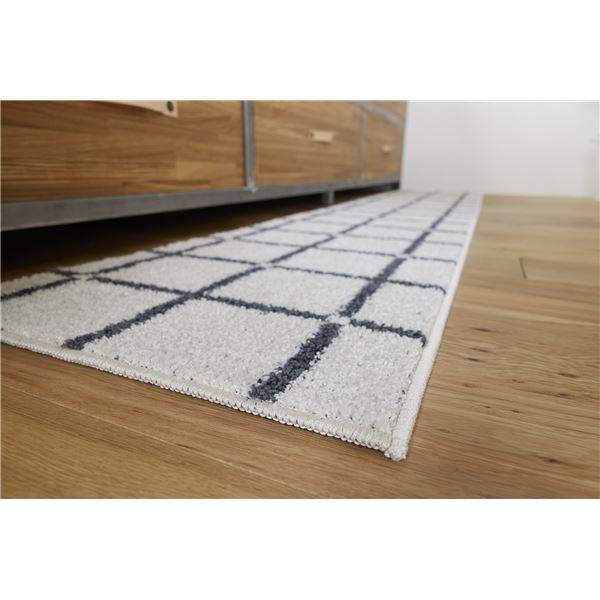 スーパSALE10倍＆4時間限定10％OFF スミノエ 洗える キッチンマット オセロ 約幅45×長さ180cm ホワイト 日本製【代引NG】