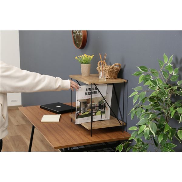 EZBOワイヤーラック2段 約420mm幅 OAK NA オークナチュラル 組立式代引NG