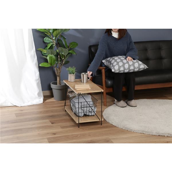 EZBOワイヤーラック2段 約620mm幅 OAK NA オークナチュラル 組立式代引NG