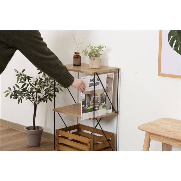 EZBOワイヤーラック3段 約420mm幅 OAK NA オークナチュラル 組立式代引NG