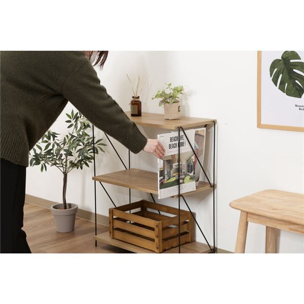 EZBOワイヤーラック3段 約620mm幅 OAK NA オークナチュラル 組立式代引NG