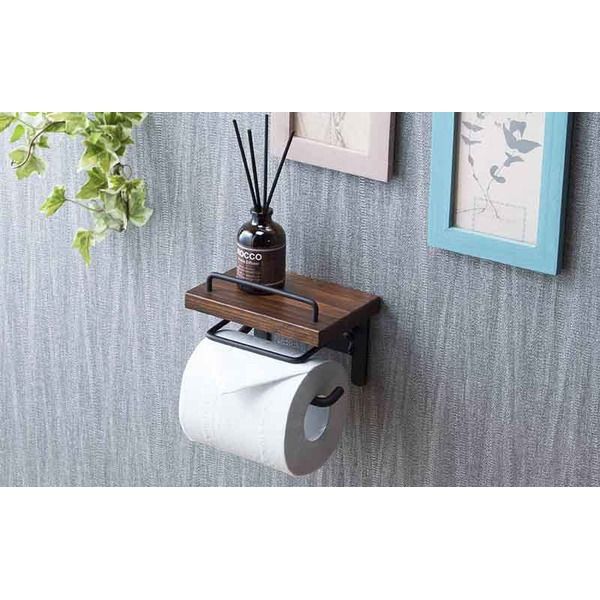 スーパSALE10倍＆4時間限定10％OFF トイレットペーパーホルダー 約幅14×奥行9.5×高さ11.5cm ダークブラウン シングルtype 完成品 トイレ お手洗い 店舗 オフィス【代引NG】