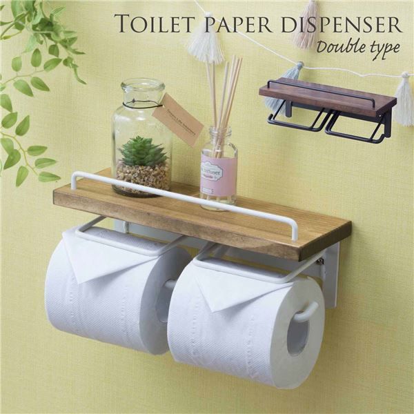 スーパSALE10倍＆4時間限定10％OFF トイレットペーパーホルダー 約幅27.5×奥行9.5×高さ11.5cm ナチュラル ダブルtype 完成品 トイレ お手洗い 店舗 オフィス【代引NG】