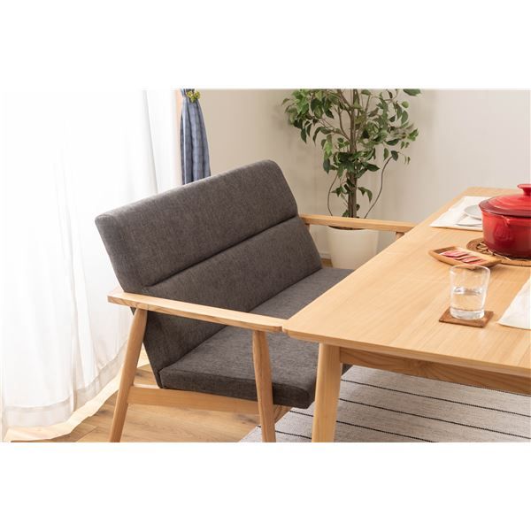 ダイニングソファ 2人掛け チャコールグレー 完成品代引NG