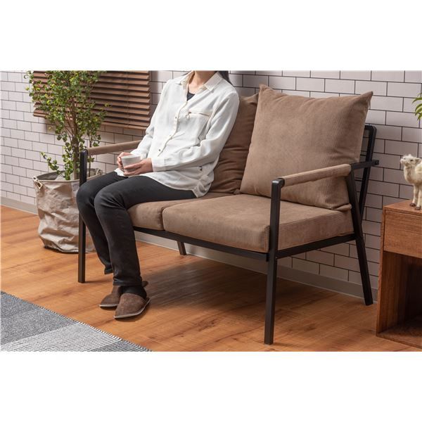 スーパSALE10倍＆4時間限定10％OFF ソファ 2人掛け ベージュ 肘掛け/アーム付き 組立品