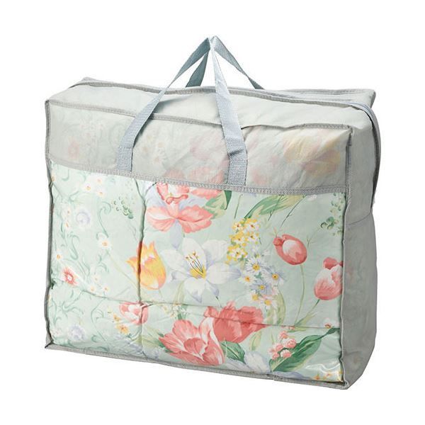 スーパSALE10倍＆4時間限定10％OFF 花浪漫 羽根ふとん バッグ入り 約150×210cm グリーン L7048588
