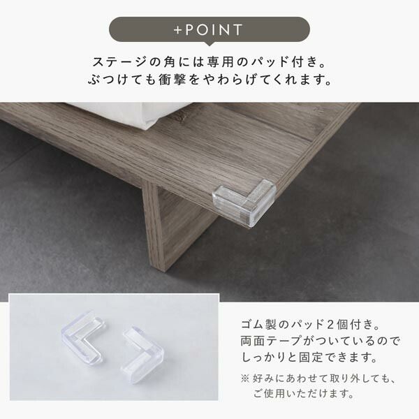 ステージベッド ステージタイプ クイーン 2層ポケットコイルマットレス付 ストーングレー フレーム幅180cm マットレス幅160cm コンセント 専用パッド付 通気性 頑丈 ローベッド すのこベッド ベッドフレーム フロアベッド 寝具 インテリア家具 寝室