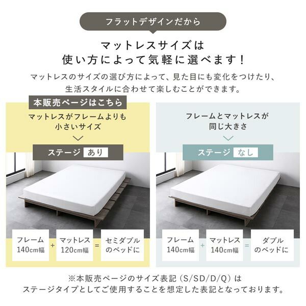 ステージベッド ステージタイプ クイーン 2層ポケットコイルマットレス付 ストーングレー フレーム幅180cm マットレス幅160cm コンセント 専用パッド付 通気性 頑丈 ローベッド すのこベッド ベッドフレーム フロアベッド 寝具 インテリア家具 寝室