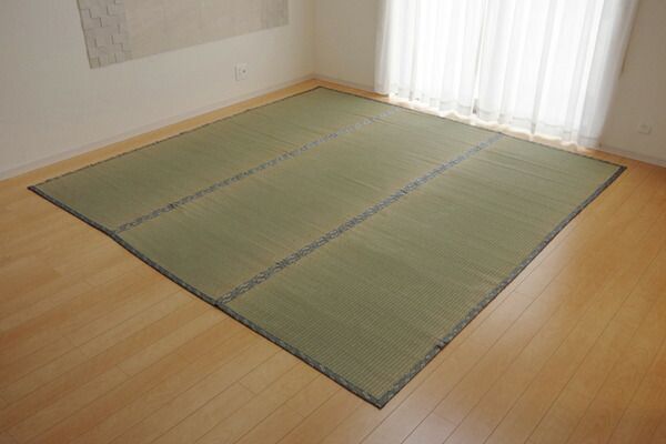 日本製 い草 上敷き/ラグマット 糸引織 団地間8畳 約340×340cm 抗菌 防臭 調湿機能付き 湯沢 〔リビング〕代引NG