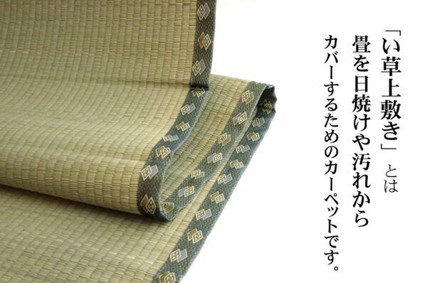 日本製 い草 上敷き/ラグマット 双目織 江戸間8畳 約352×352cm 抗菌 防臭 調湿機能付き 〔リビング 和室〕代引NG