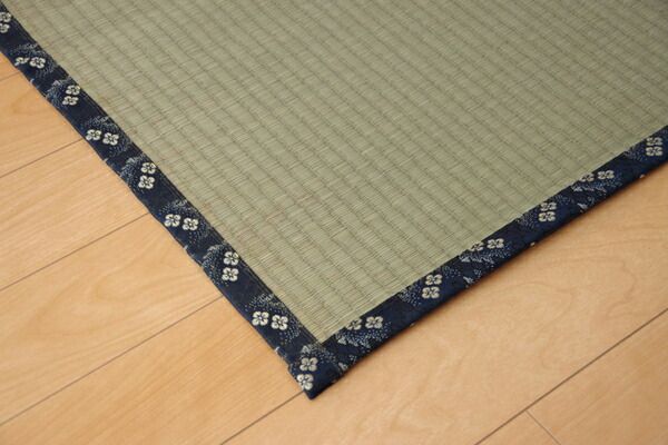 日本製 い草 上敷き/ラグマット 糸引織 江戸間3畳 約176×261cm 抗菌 防臭 調湿機能付き 梅花 〔リビング〕代引NG