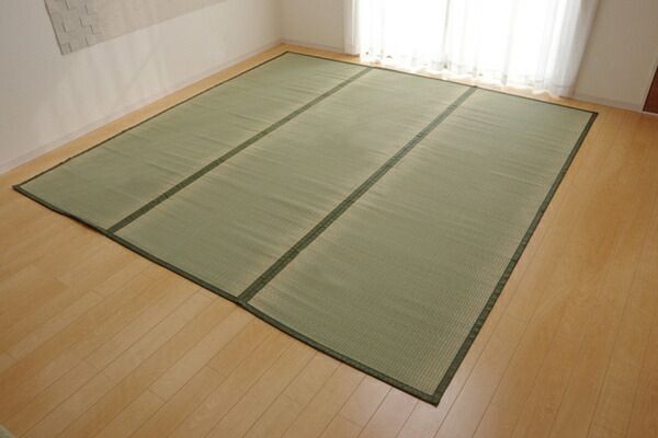 日本製 い草 上敷き/ラグマット 双目織 本間8畳 約382×382cm 抗菌 防臭 調湿機能付き 草津 〔リビング〕代引NG