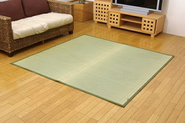 い草 花ござ/ラグマット 江戸間2畳 約174×174cm 日本製 抗菌 防臭 調湿機能 消臭 耐久性抜群 〔リビング ダイニング〕代引NG