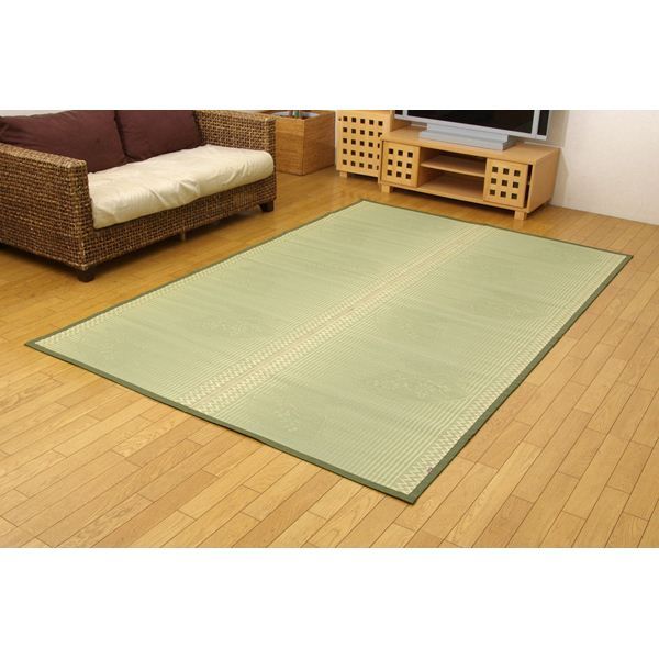 い草 花ござ/ラグマット 江戸間3畳 約174×261cm 日本製 抗菌 防臭 調湿機能 消臭 耐久性抜群 〔リビング ダイニング〕代引NG