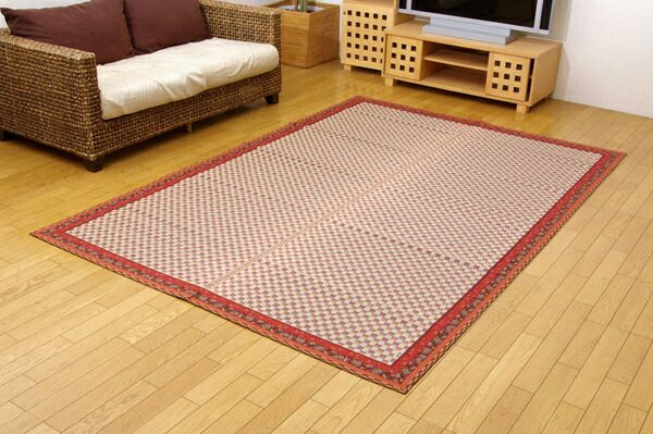 い草 花ござ/ラグマット 花柄ヘリ ローズ 江戸間6畳 約261×352cm 日本製 抗菌 防臭 調湿機能 消臭 耐久性 〔リビング〕代引NG
