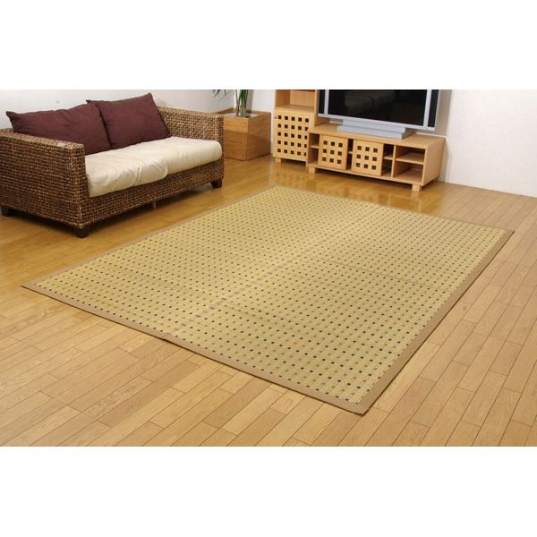 日本製 い草 ラグマット/絨毯 掛川織 江戸間2畳 約174×174cm 抗菌 防臭 調湿効果付き 消臭 クッション性 〔リビング〕代引NG
