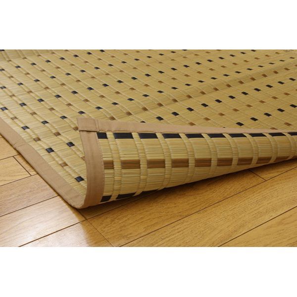 日本製 い草 ラグマット/絨毯 掛川織 江戸間2畳 約174×174cm 抗菌 防臭 調湿効果付き 消臭 クッション性 〔リビング〕代引NG
