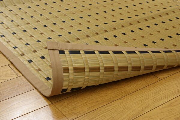 日本製 い草 ラグマット/絨毯 掛川織 江戸間8畳 約348×352cm 抗菌 防臭 調湿効果付き 消臭 クッション性 〔リビング〕代引NG