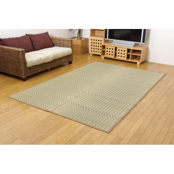 モダン い草 ラグマット/絨毯 江戸間3畳 約174×261cm 長方形 日本製 抗菌 防臭 調湿 消臭 掛川織 〔リビング〕代引NG