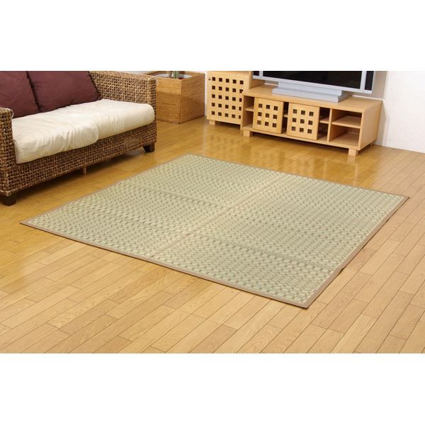 モダン い草 ラグマット/絨毯 本間6畳 約286×382cm 長方形 日本製 抗菌 防臭 調湿 消臭 掛川織 〔リビング〕代引NG
