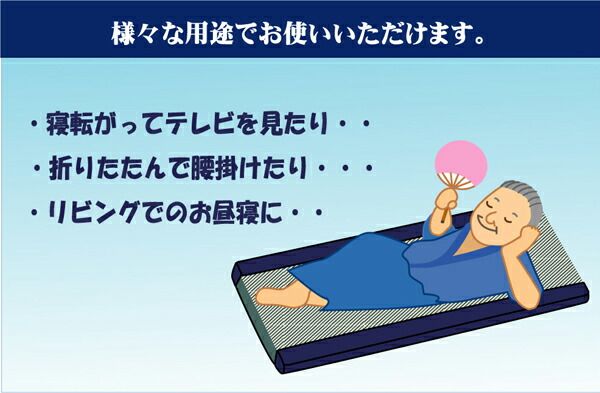 固わた40mm入り い草ごろ寝フリーマット (おやじの場所) ブルー 約70×150cm代引NG
