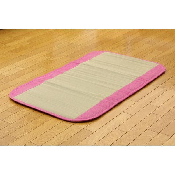 純国産/日本製 い草ごろ寝マット ピンク 約70×120cm（中：固わた15mm）代引NG