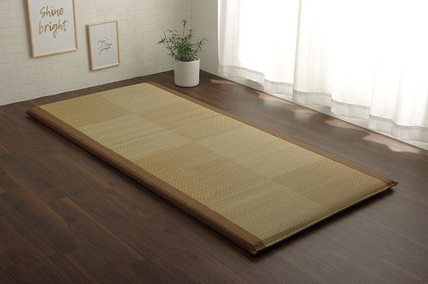い草 い草マット 国産 ごろ寝マット くつろぎ 折畳み可 ブルー 約90×200cm代引NG