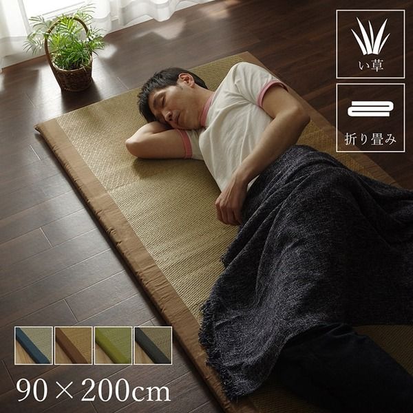 い草 い草マット 国産 ごろ寝マット くつろぎ 折畳み可 ブルー 約90×200cm代引NG