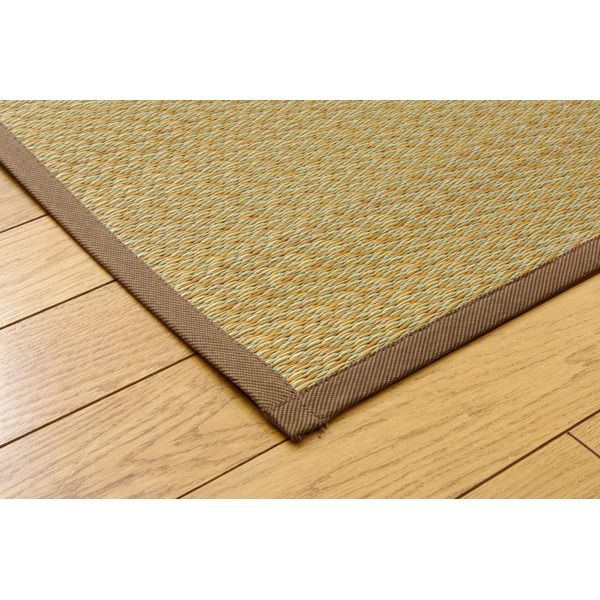 い草 ラグマット/絨毯 堀こたつ対応 ベージュ 約191×250cm 中抜き：約90×120cm 抗菌防臭 調湿 裏面不織布 〔リビング〕代引NG