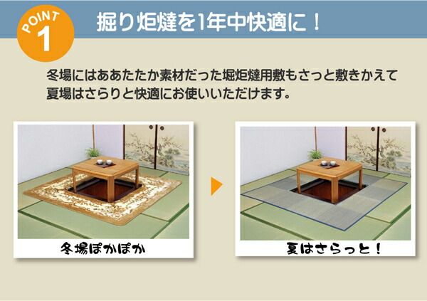 い草 ラグマット/絨毯 堀こたつ対応 ベージュ 約191×300cm 中抜き：約90×150cm 抗菌防臭 調湿 裏面不織布 〔リビング〕代引NG