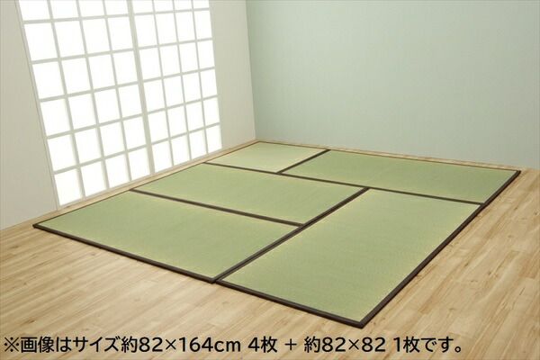 い草 置き畳/ユニット畳 【ブラウン 約82×82×1.7cm 9枚1セット】 日本製 軽量 ジョイント付き 抗菌 防臭 〔リビング〕【代引NG】