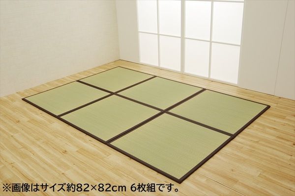 い草 置き畳/ユニット畳 【ブラウン 約82×82×1.7cm 9枚1セット】 日本製 軽量 ジョイント付き 抗菌 防臭 〔リビング〕【代引NG】