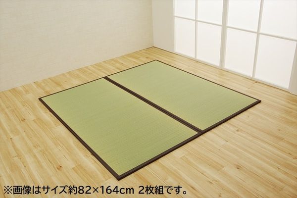 い草 置き畳/ユニット畳 【ブラウン 約82×164×1.7cm 3枚1セット】 日本製 軽量 ジョイント付き 抗菌 防臭 〔リビング〕【代引NG】