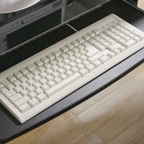 強化ガラスPCデスク(パソコンデスク) L型 キーボード天板付き CT-1040BK ブラック組立品代引NG