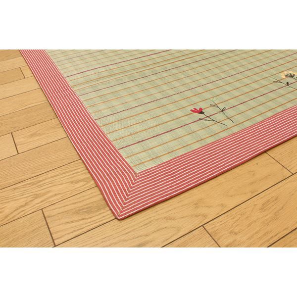 い草 ラグマット/絨毯 ローズ 約191×191cm 裏：不織布 防傷 調湿 抗菌 防臭 〔リビング ダイニング〕代引NG