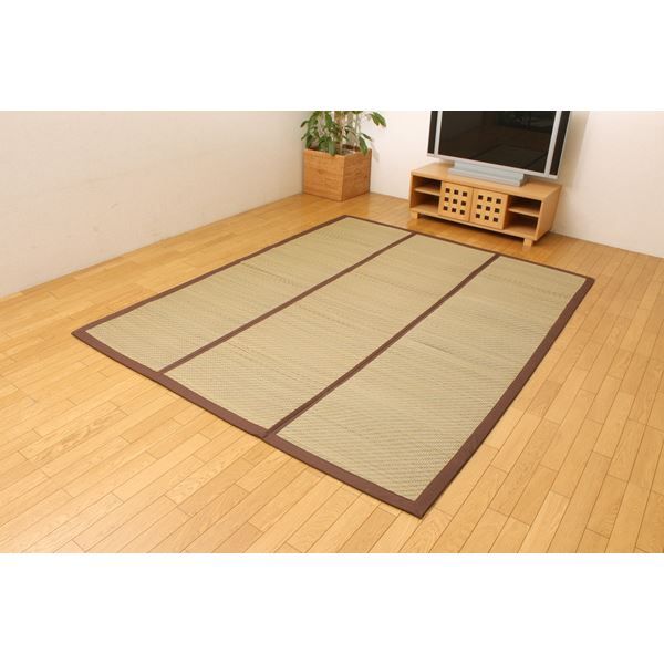 い草 ラグマット/絨毯 チップウレタン8mm入 約200×200cm 正方形 抗菌 防臭 ホットカーペット対応 〔リビング ダイニング〕代引NG